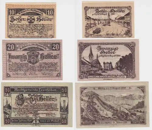 10, 20 und 50 Heller Banknote Leonfelden (138317)