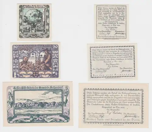 10, 20 und 50 Heller Banknote Kritzendorf Mai 1920 (134649)