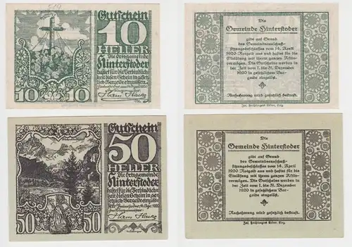 10 und 50 Heller Banknote Hinterstoder 14.04.1920 (134600)