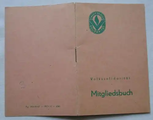 DDR Mitgliedsbuch Volkssolidarität Stadtbezirk Dresden-West Löbtau 1969 (121004)