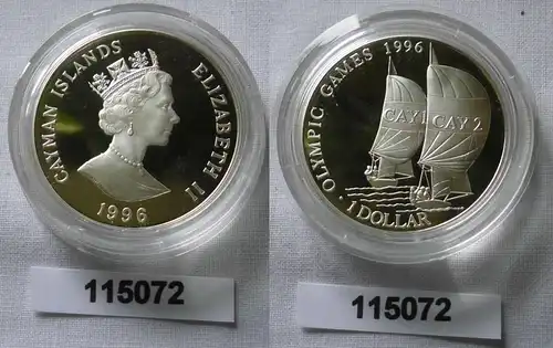 1 Dollar Silber Münze Cayman Islands Olympic Games Segeln 1996 PP (115072)