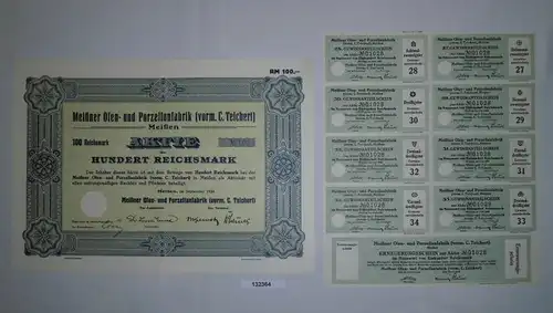 100 RM Aktie Meißner Ofen- und Porzellanfabrik (vorm.C.Teichert) 1934 (132364)