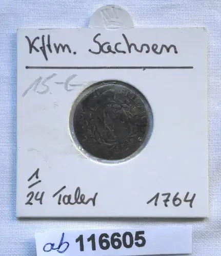 1/24 Taler Silber Münze Kurfürstentum Sachsen Friedrich August III 1764 (116605)