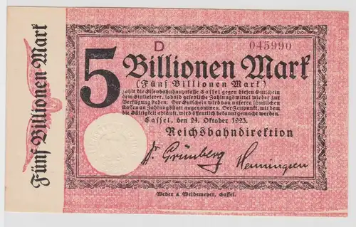 5 Billionen Mark Banknote Reichsbahndirektion Cassel 24.10.1923 (102786)