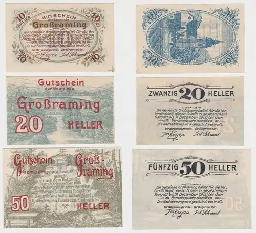 3 Banknoten 10 bis 50 Heller Notgeld Gemeinde Großraming (148674)