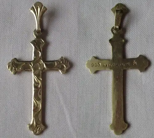 dekorativer Damen Halsketten Anhänger 900er Silber kirchliches Kreuz (161409)