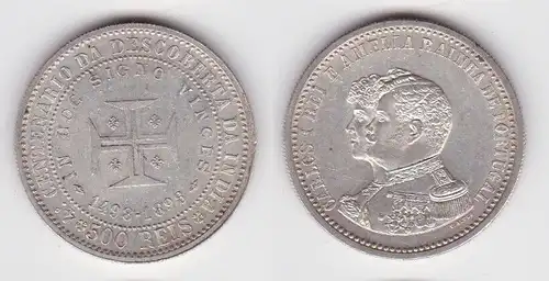 500 Reis Silber Münze Portugal Seeweg nach Indien 1898 vz/Stgl. KM 538 (140240)