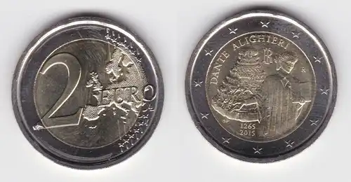 2 Euro Bi-Metall Münze Italien 2015 750. Geburtstag Dantes Allighieri (143363)