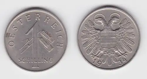 1 Schilling Kupfer-Nickel Münze Österreich Wappen 1934 (142945)