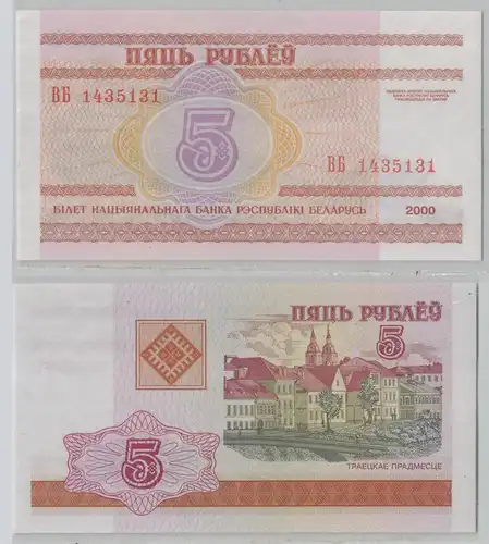 5 Rublei Banknote Weißrussland Belarus 2000 Pick 22 kassenfrisch unc (153280)