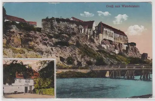 71532 Ak Bodenbach an der Elbe - Schäferwand und Kettenbrücke 1917