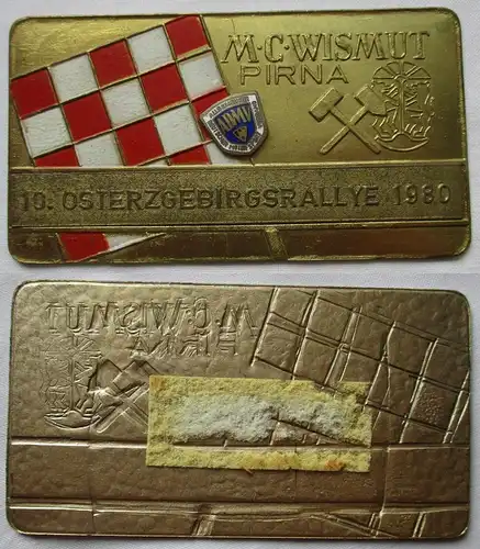 DDR Plakette MC Wismut Pirna 10. Osterzgebirgsrallye 1980 ADMV (114077)