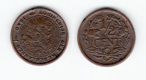 1/2 Cent Kupfer Münze Niederlande 1940 (124506)
