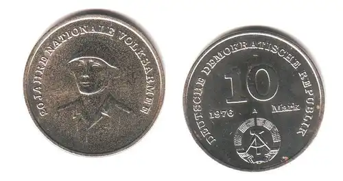 DDR Gedenk Münze 10 Mark 20 Jahre Nationale Volksarmee NVA 1976 (109403)