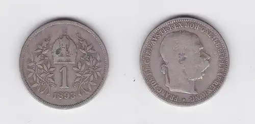 1 Krone Silber Münze Österreich 1893 (118616)