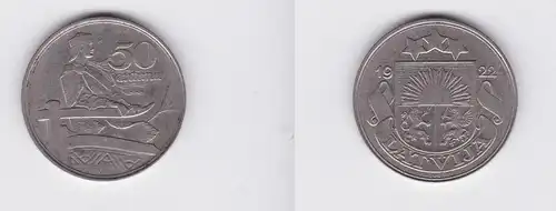 50 Santimi Nickel Münze Lettland 1922 (118443)