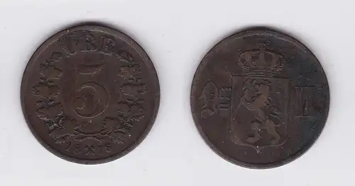 5 Öre Kupfer Münze Norwegen 1876 (118477)