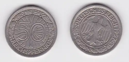 50 Pfennig Nickel Münze Weimarer Republik 1927 A ss+ (161291)