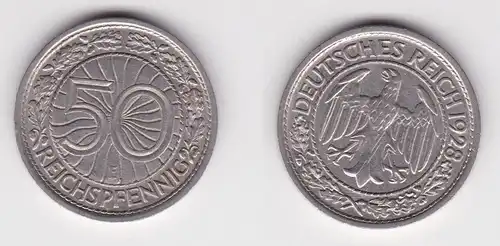 50 Pfennig Nickel Münze Weimarer Republik 1928 E ss+ (161810)