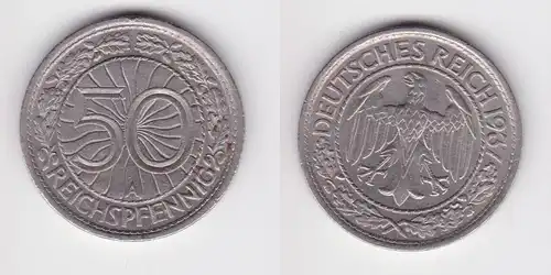 50 Pfennig Nickel Münze Weimarer Republik 1937 A ss+ (161695)