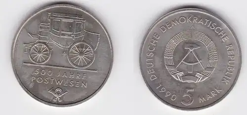 DDR Gedenk Münze 5 Mark 500 Jahre Postwesen 1990 (142277)