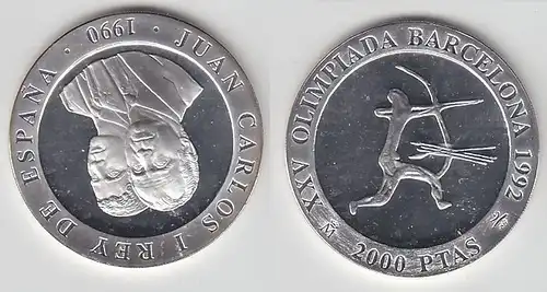2000 Pesetas Silbermünze Spanien Olympiade Barcelona 1992, 1990 (115638)
