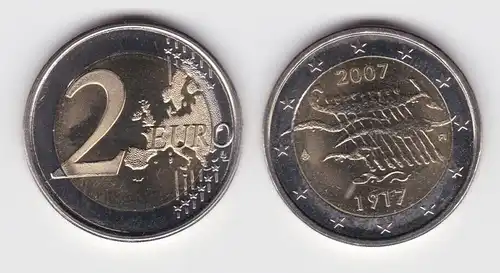 2 Euro Bi-Metall Münze Finnland 90 Jahre Unabhängikeit 2007 (133692)
