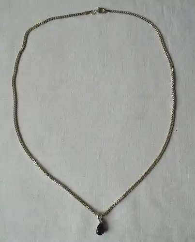charmante 925er Silber Halskette und Anhänger mit lila Stein (116782)