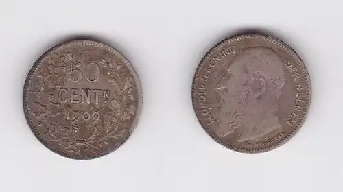 50 Centimes Silbermünze Belgien 1909 (124503)