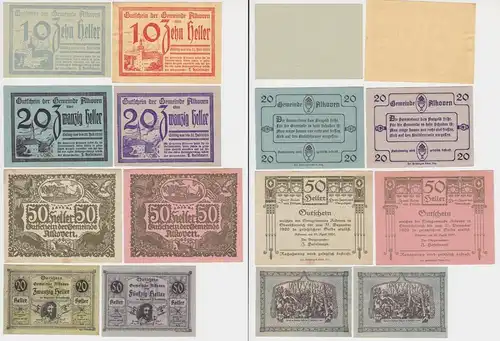 8 Banknoten 10 bis 50 Heller Notgeld Gemeinde Alkoven 1920 (155200)