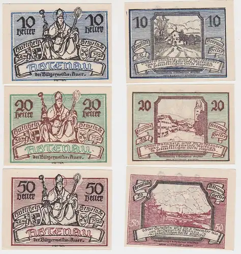 10, 20 und 50 Heller Banknoten Notgeld Gemeinde Abtenau 1920 (155476)