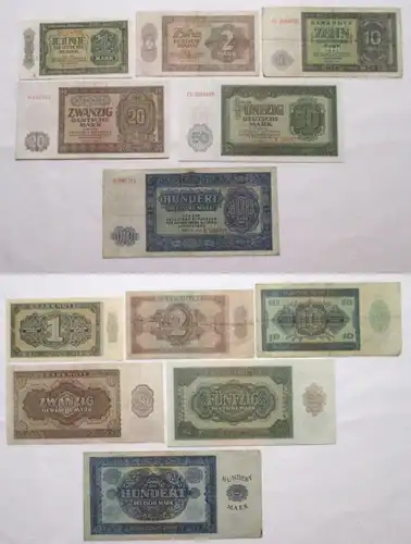 Banknoten 1 bis 100 Mark DDR 1948 gebrauchte bis kassenfrische Erhaltung(155182)