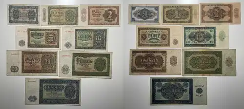 Banknoten 50 Pfennig bis 100 Mark DDR 1948 gebrauchte Erhaltung (155300)
