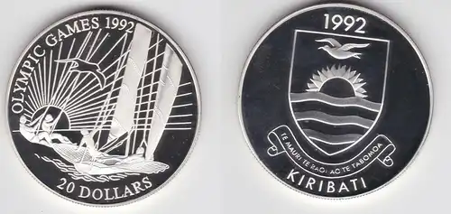 20 Dollar Silber Münze Kiribati 1992 Olympiade Segelboot (155400)