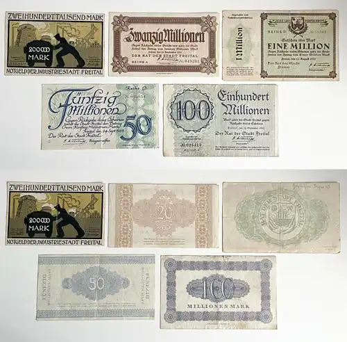 5 x Banknoten Inflation Stadt Freital 1923 (155301)