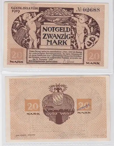 20 Mark Mark Banknote Kriegsnotgeld Gemeinde Lauterecken 1918 (119866)