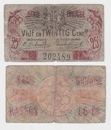 25 Centiemen Banknote Belgien Stad Brugge 1.6.1915 (122171)