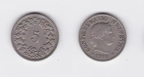 5 Rappen Kupfer Nickel Münze Schweiz 1903 B (118001)