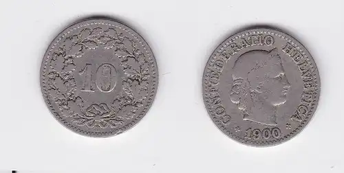 10 Rappen Kupfer Nickel Münze Schweiz 1900 B (117999)