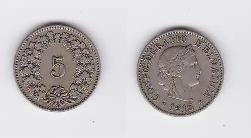 5 Rappen Kupfer Nickel Münze Schweiz 1915 B (117965)