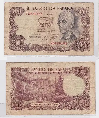 100 Pesetas Banknote Spanien 17.November 1970 (115959)
