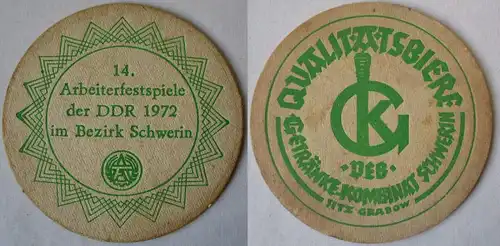 Bierdeckel DDR 14. Arbeiterfestspiele Schwerin 1972 Qualitätsbiere (162671)