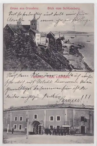 901142 AK Gruss aus Graudenz (Grudziądz) - Blick vom Schlossberg & Obertor 1907