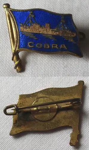 emailliertes Reederei Abzeichen Seebäderschiff der HAPAG Cobra um 1930  (136188)