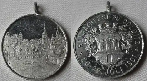 rare Aluminium Medaille Heimatfest zu Colditz 20.-22.Juli 1901  (161652)