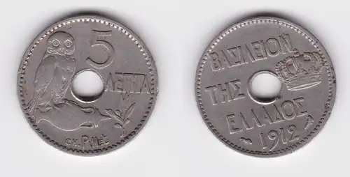 5 Lepta Kupfer Nickel Münze Griechenland 1912 (156589)