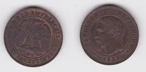 2 Centimes Kupfer Münze Frankreich 1855 (161528)