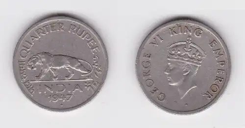1/4 Rupie Kupfer Nickel Münze britisch Indien 1947 (161246)
