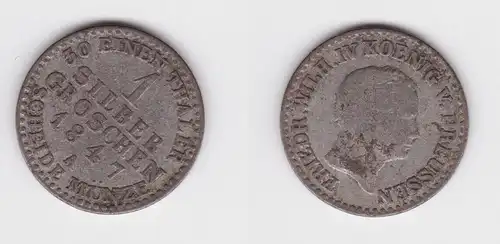 1 Silbergroschen Münze Preussen Wilhelm IV. 1847 A f.ss (161206)