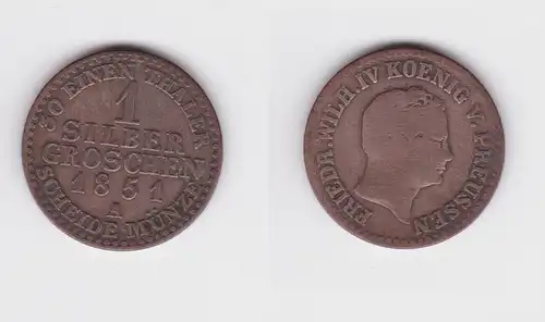 1 Silbergroschen Münze Preussen Wilhelm IV. 1851 A f.ss (161203)